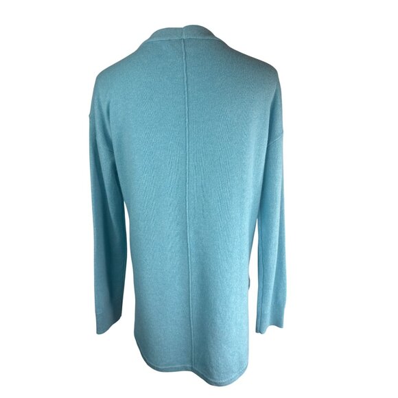 Talbots Small Light Aqua Blue Pure Cashmere V-Neck Long Sleeve Sweater - Picture 2 of 15